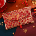 New Fabric Red Envelope Red Color Big Capacity Money Pocket Embroidery HongBao Spring Festival Oasis Select Red 10-18cm