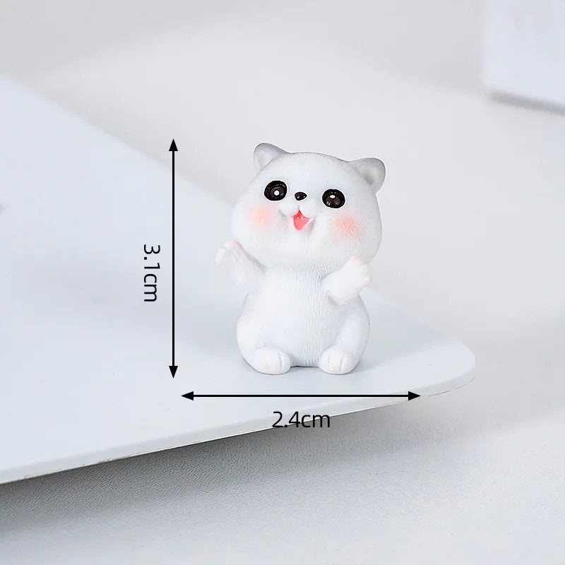 Naughty Resin Small Cat Figurine Mini Cartoon Kitten Ornaments 3D Cat Desktop Decoration Creative Car Mounted Figurines Oasis Select Style F