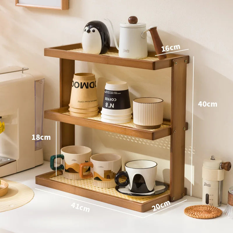 Cup holder, desktop multi-layer countertop, cup holder, storage, household table, small water cup, tea cup, tea set holder Oasis Select Brown 3-40 T