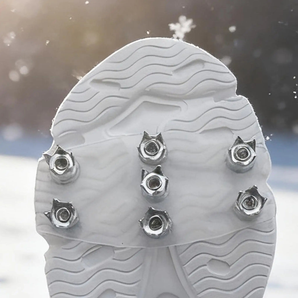 Ice Cleats 7-Tooth Traction Translucent Crampons Flexible Snow Spikes Shoe Covers for Hiking Walking Climbing Fishing Outdoor Oasis Select Transparent