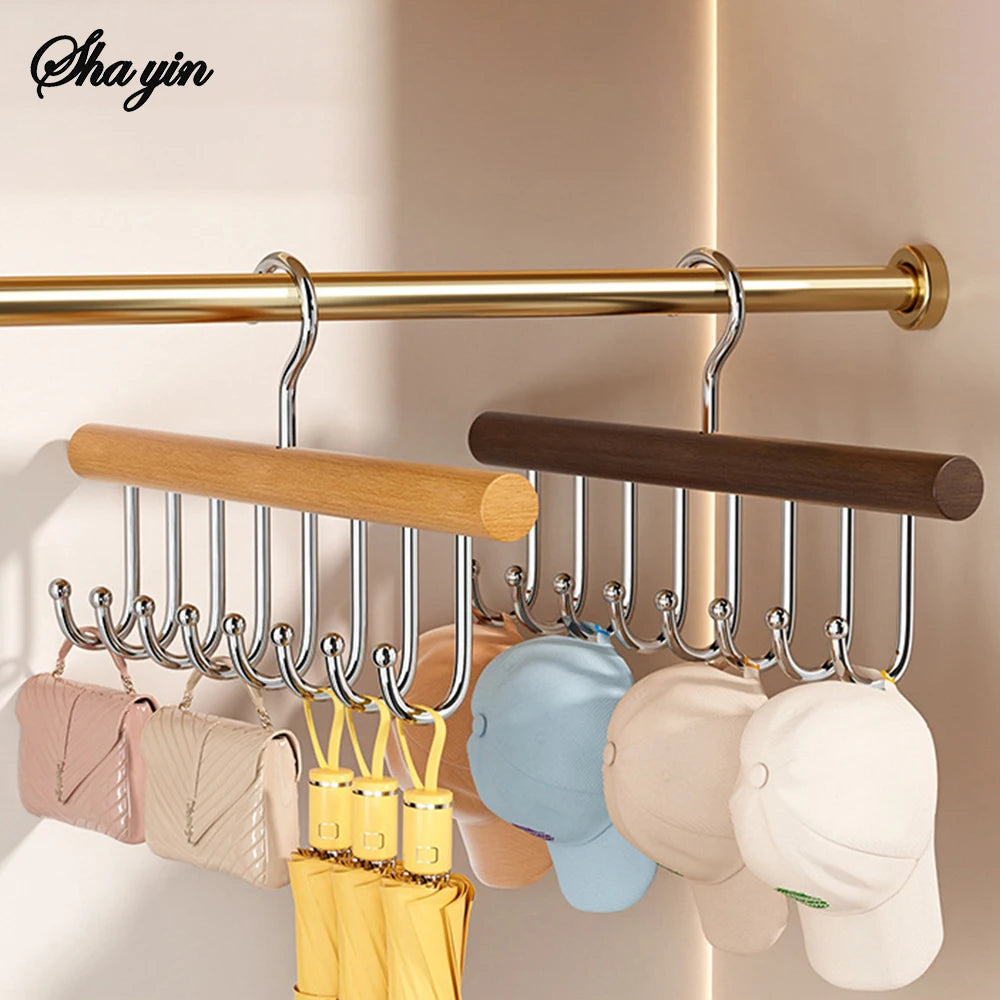 Wooden 8-Hook Hanger Rack | Clothes, Hats & Accessories Organizer