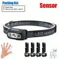 Mini Ultra-bright Sensor Industrial Headlamp Portable LED Headlight USB-C Rechargeable Flashlight for Outdoor Camping Fishing Oasis Select 1PCS-Clip