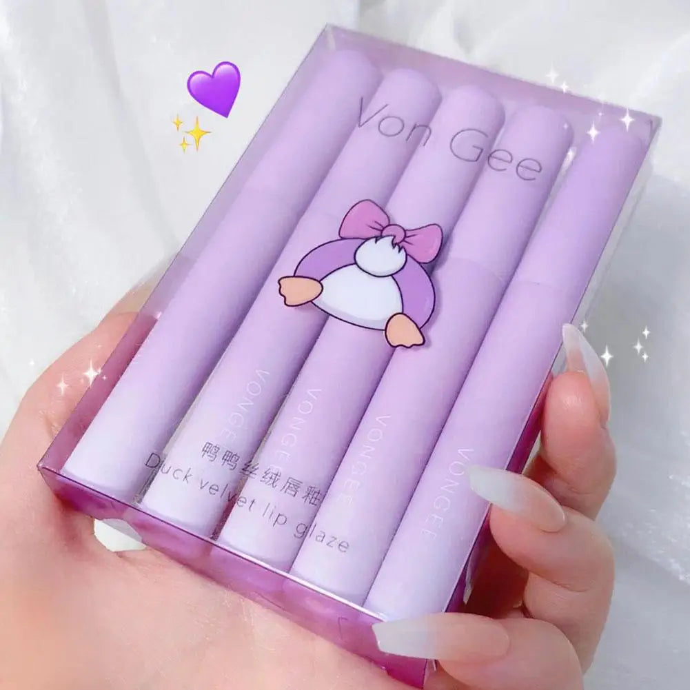 5 Colors/kits Matte Lipstick Set Long Lasting Waterproof Non-Stick Cup Lip Glaze Not Easy To Fade Cute Lip Tint Cosmetic Makeup Oasis Select