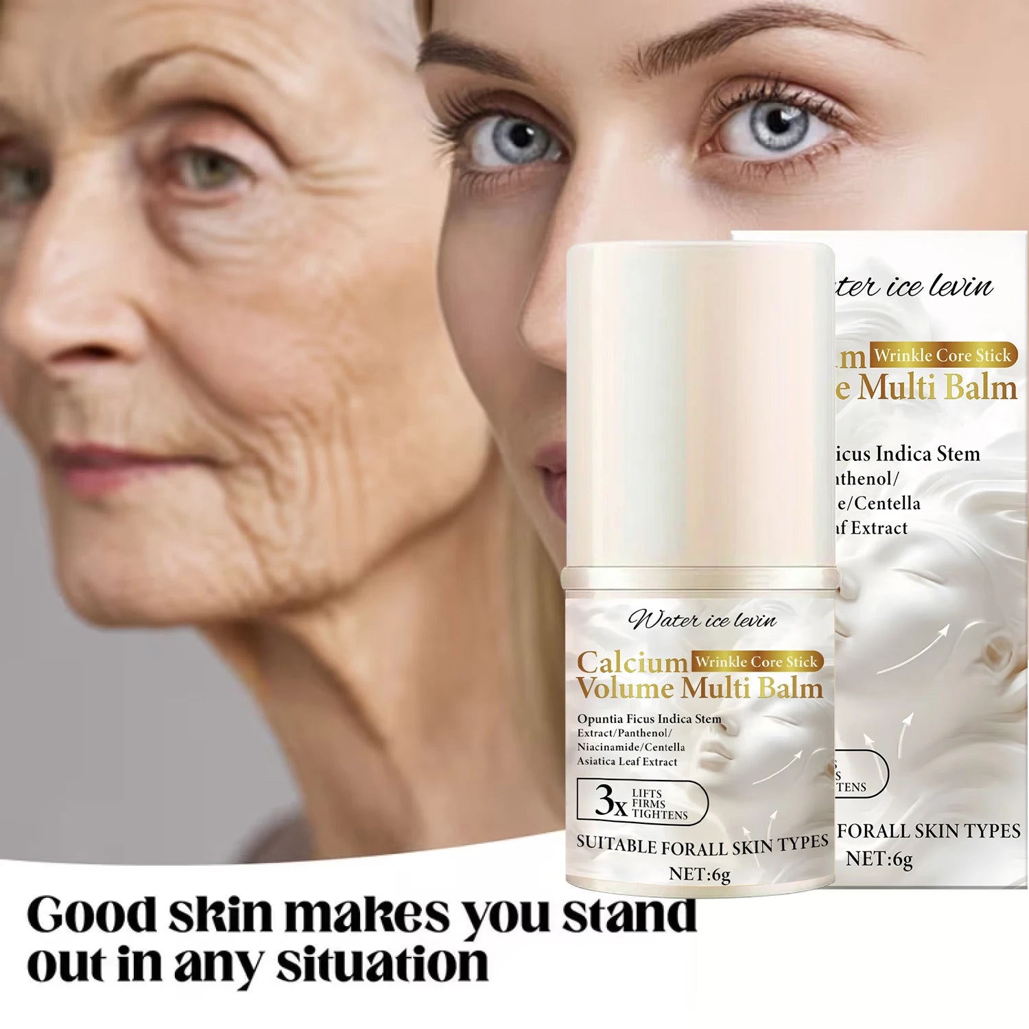 Bee Venom Neck & Facial Care Stick - Calcium Wrinkle Core & Volume Multi Balm with Collagen & Plant Extracts. Oasis Select
