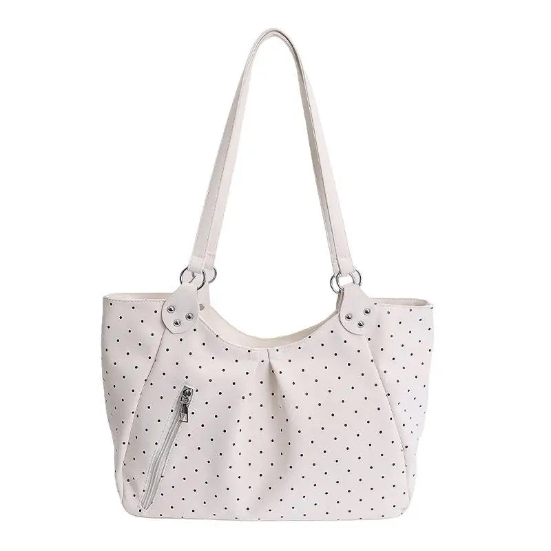 Vintage PU Polka Dot Tote Bag – Large Women's Shoulder Bag