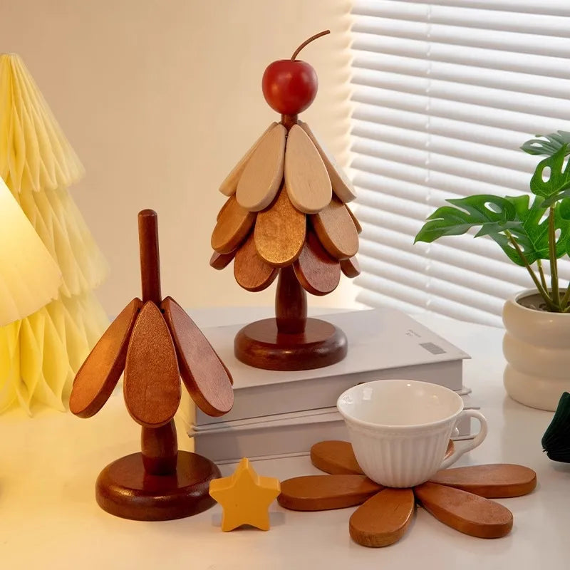 Cup Coasters Solid Wood Home Decor Desktop Decorations Dishes Heat Insulation Pads Water Cups Drinks Meal Mats Christmas Gifts Oasis Select