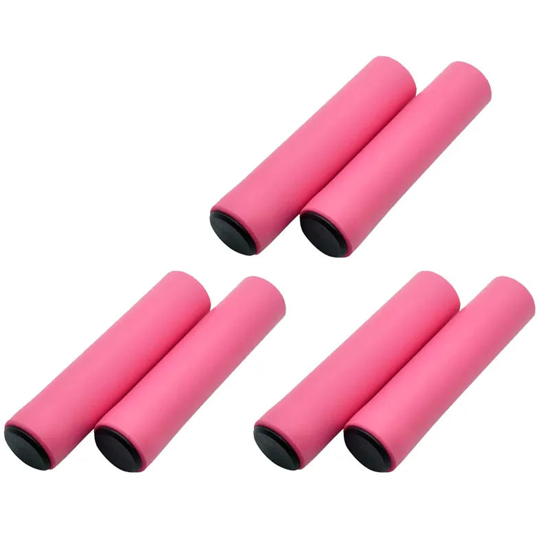 3/2/1Pairs Bicycle Grip Silicone Sponge Soft MTB Mountain Bike Handlebar Cover Anti Slip Shock-Absorbing Scooter Grip Oasis Select 3pair pink