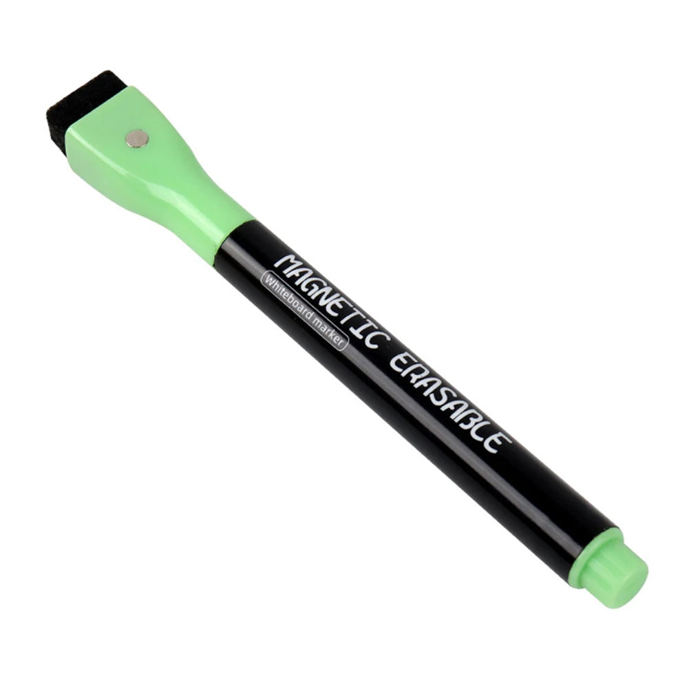 Erasable Magnetic Whiteboard Markers with Built-In Eraser | 12 Colors