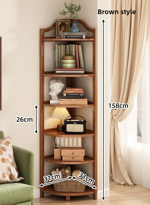 Corner Cabinet Triangle Corner Cabinet Indoor Shelf Shelf Living Room Floor Locker Modern Simple Storage Rack Oasis Select brown-6