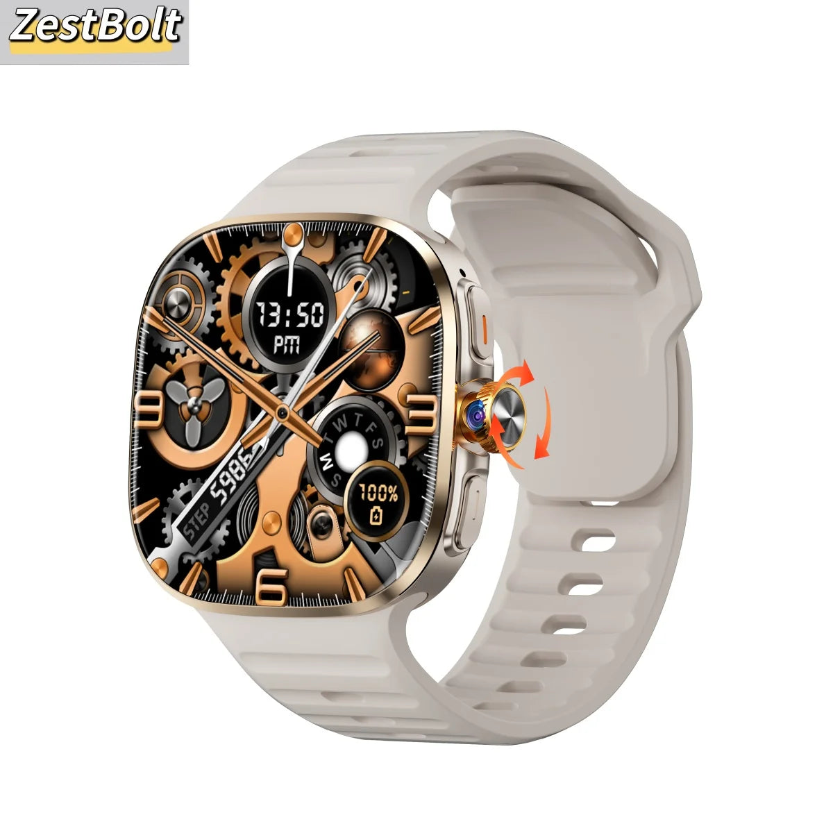 M99 Smart Watch 5G LTE Android Smartwatch With Sim Card Slot Rotary Camera GPS WIFI Compass 256GB Storage 2.4inch Amoled Screen Oasis Select Silver 4GB 64GB