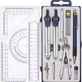 Geometry Drawing Tool Set Compass Ruler Protractor Set Math Drafting Stationery Metal Geometry Kit for Engineers Students Oasis Select 13pcs