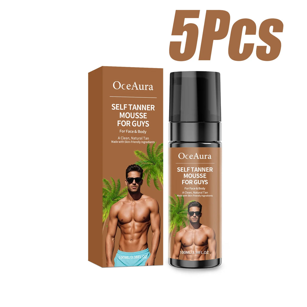 Self Tanner Mousse Natural Sunless Tanning Foam Streak-Free Quick-Drying Gradual Tan Hydrating Beautiful Tan Finish Body Care Oasis Select 5 x 100ml Boxed