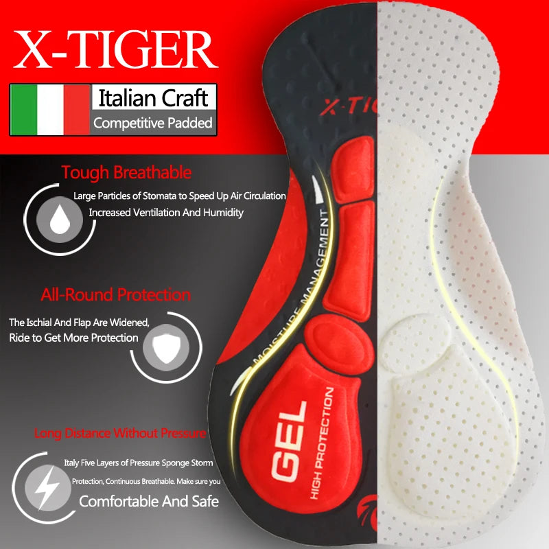 X-TIGER Men's Gel Pad Cycling Shorts | MTB & Road Bike