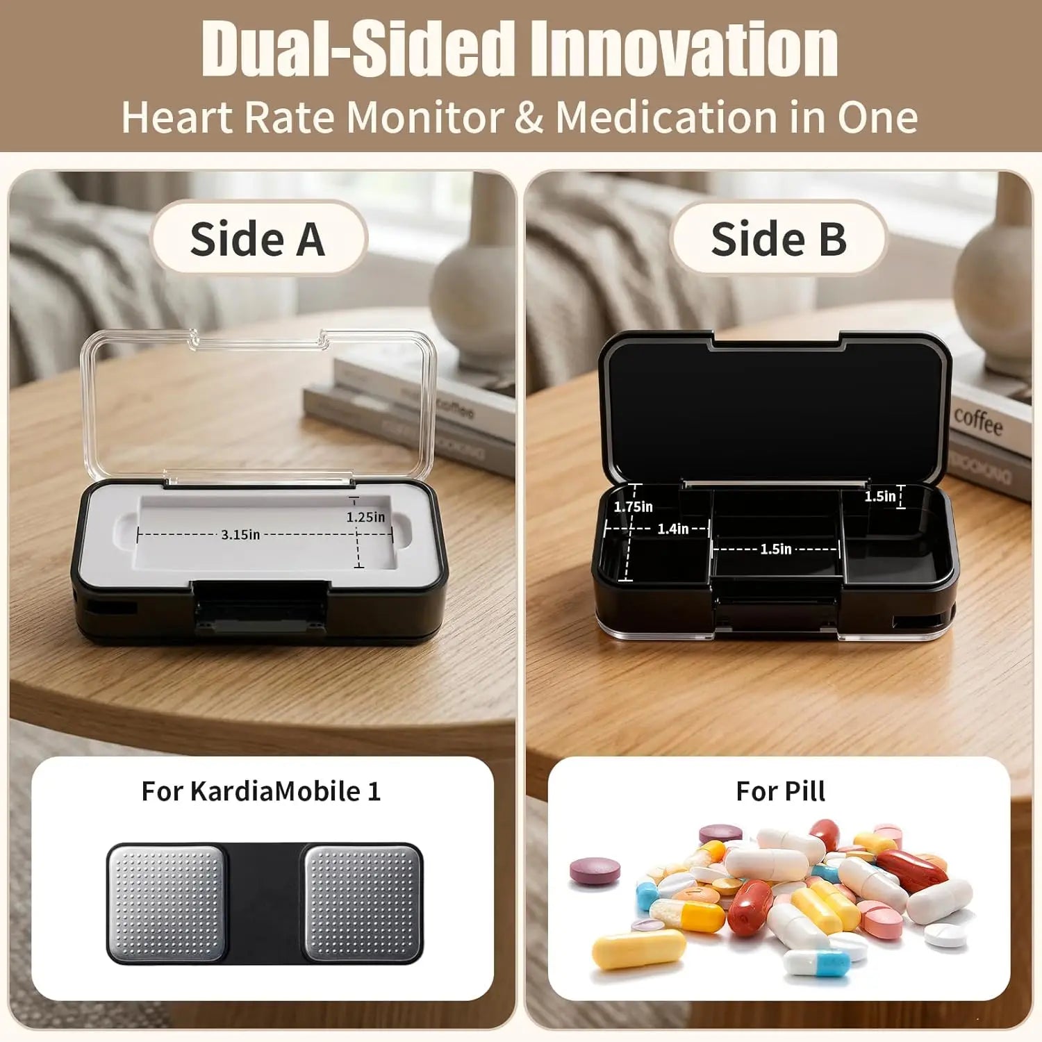 2-in-1 KardiaMobile 1-Lead Monitor Case & Pill Organizer