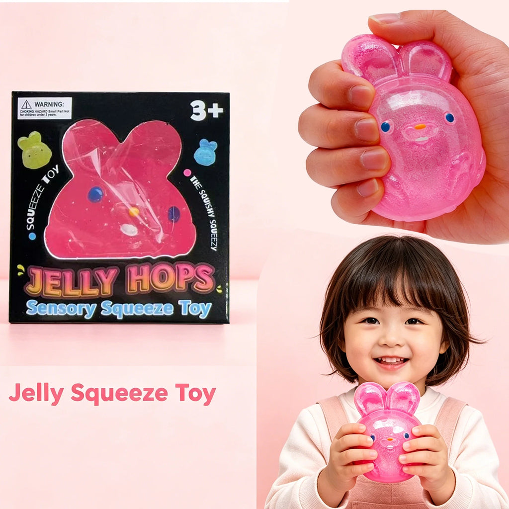 Cute Bunny Jelly Squeeze Toy Stress Relief Ball Shapeable Non-bounce Fidget Toy Stress Relief Toy for Kids and Adults Fun Gift Oasis Select
