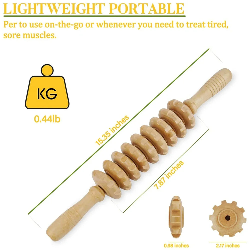 1 PCS Wood Massage Roller Trigger Points Home Gym Manual Wooden Fascia Massage Roller for Release Cellulite Sore Muscle Blasting Oasis Select