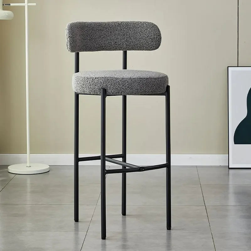Multi-functional Bar Chair Stainless Steel Bar Milk Tea Shop High Chair French Cream Style Designer Bar Chair Bar Stool Durable Oasis Select grey