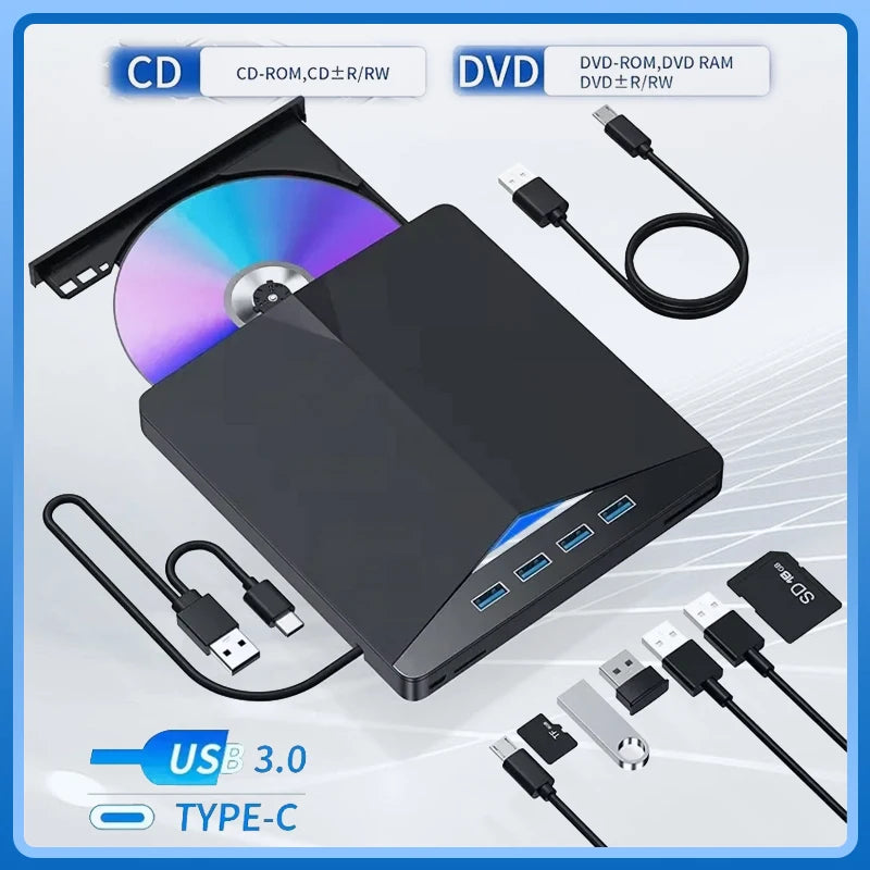 7-in-1 USB 3.0 External DVD/CD Burner Drive for Laptop & PC External Optical Drive Oasis Select
