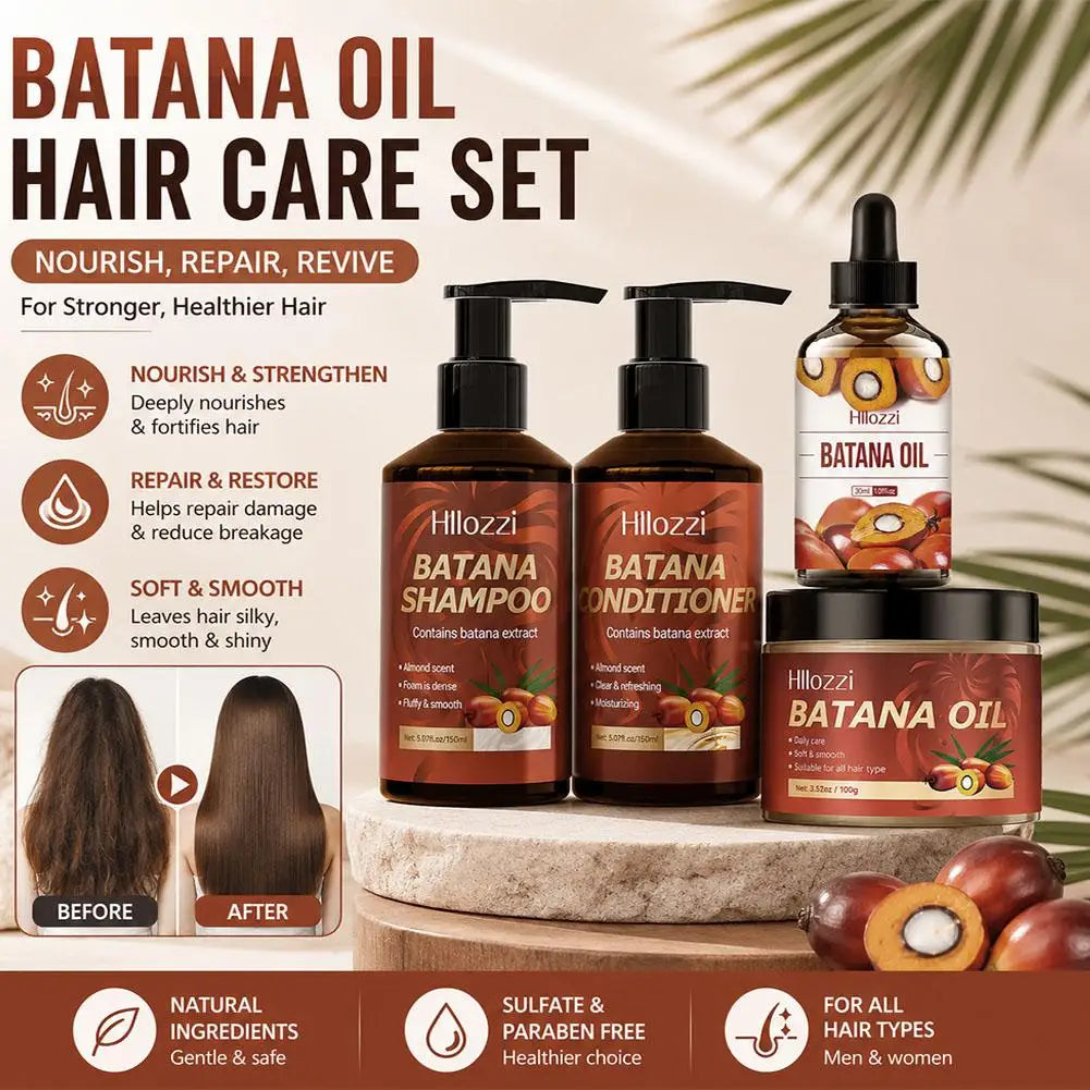 Batana Strengthening Hair Shampoo Conditioner Anti Frizzy Moisturizing Scalp Soften Hair Smoothing Repair Damaged Hair Care Set Oasis Select