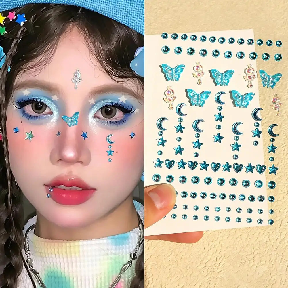 Butterfly Face Gems – 128pc Self-Adhesive Crystal Rhinestone Stickers