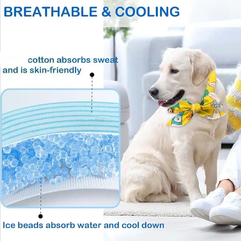 Pet Cooling Scarf Ice Collar for Cats Dogs Summer Heat Relief Outdoor Travel Accessory with Breathable Cartoon Design Oasis Select
