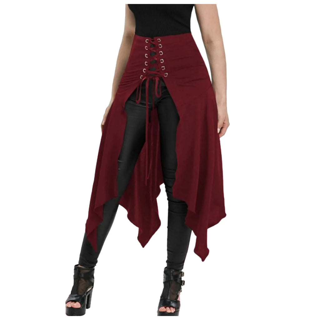 Gothic Black High Waist Irregular Long Skirt | Steampunk Women Gothic Long Skirt Oasis Select