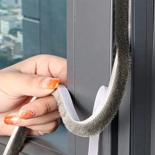 New 10Meters Sealing Strip Self-adhesive White Grey Wind-proof Brush Strip Sound Insulation Dust Strip Soundproof Dustproof Oasis Select