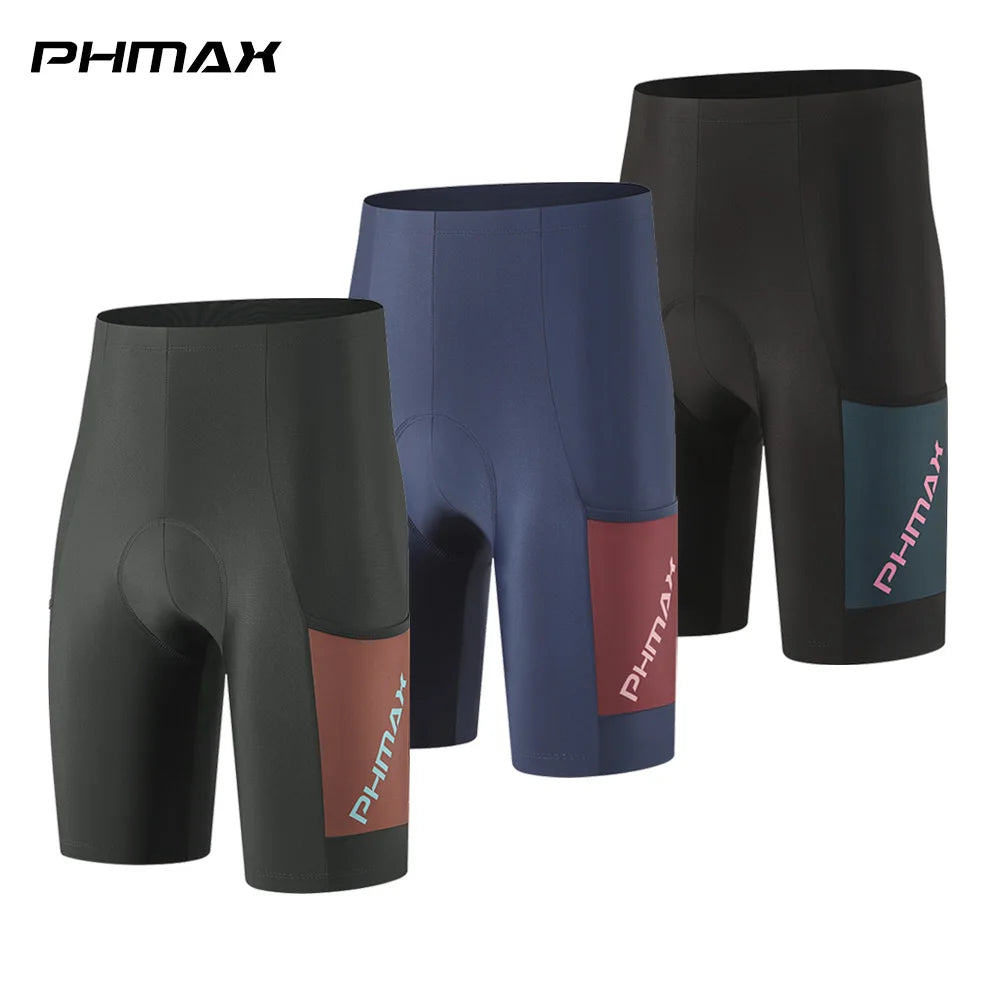 PHMAX Men's Padded Cycling Shorts 5D Silicone Gel Pad Bicycle Shorts Breathable Quick Drying MTB Bike Shorts with Pockets Oasis Select