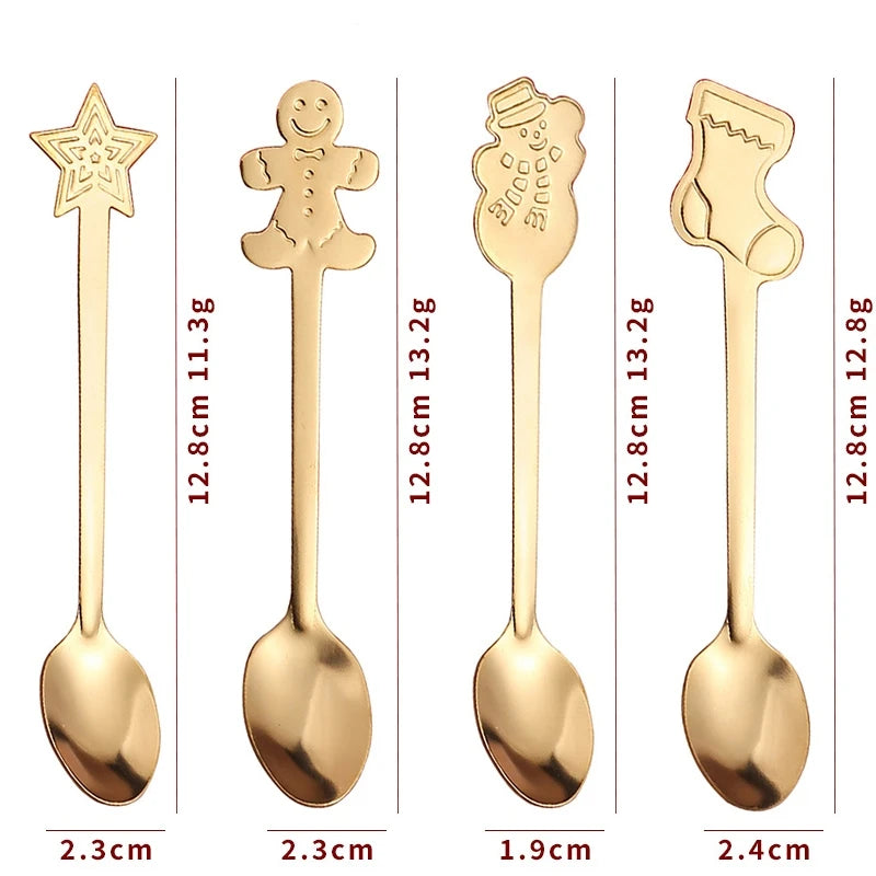 Christmas Gifts Coffee Spoons Stainless Steel Nordic style Dessert Spoon Tableware Kitchen Accessories New Year Gift Decorations Oasis Select