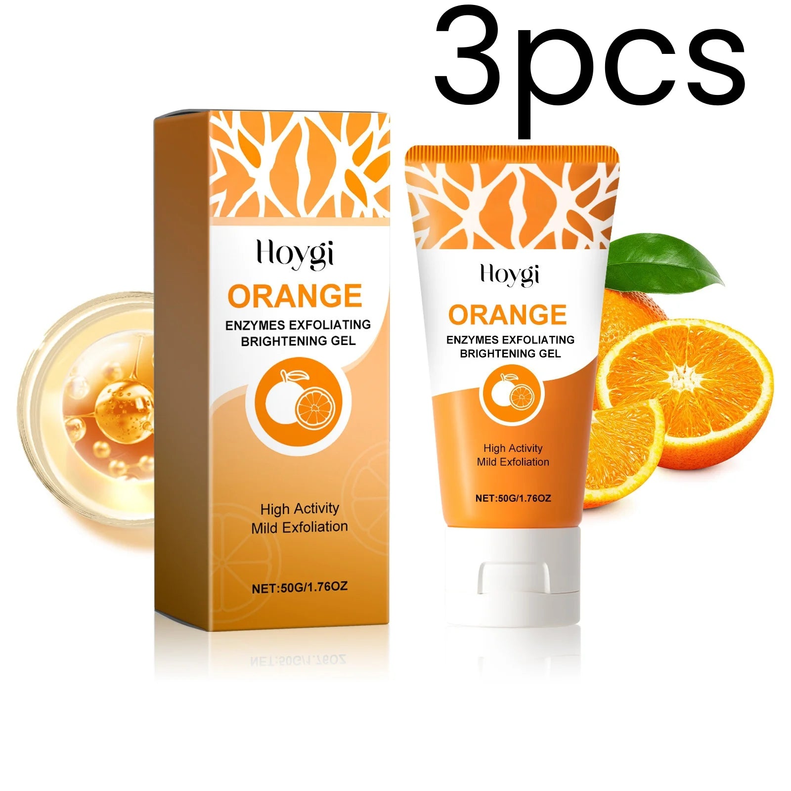 Hoygi Enzymes Exfoliating Brightening Gel Orange Oil Control Dead Skin Remove Unclog Pores Gentle Formula Facial Cleansing Gel Oasis Select 3pcs