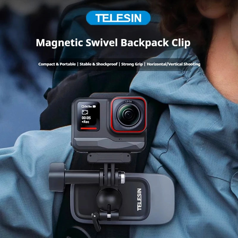 360° Magnetic Backpack Clip Mount for DJI Osmo & GoPro