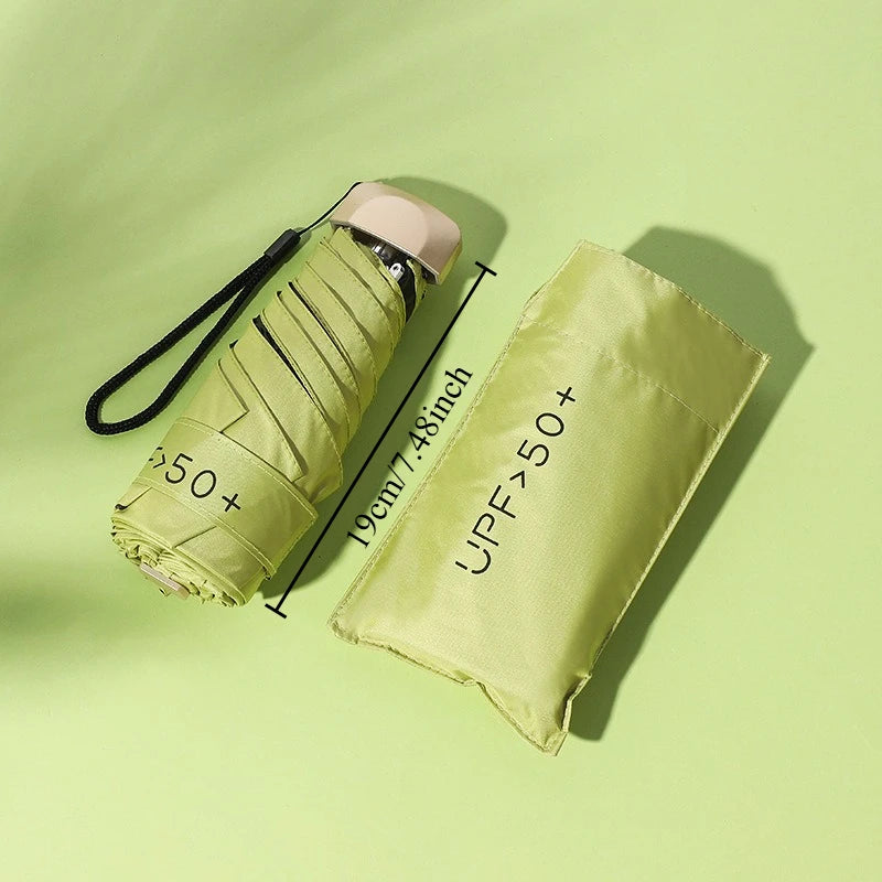 1pcs Low Price Promotion Mini Sun Umbrella Pocket Rain Umbrella Vinyl Folding UV Ultraviolet Protection Sun Shade Pocket Parasol Oasis Select Matcha green 6K Aluminum
