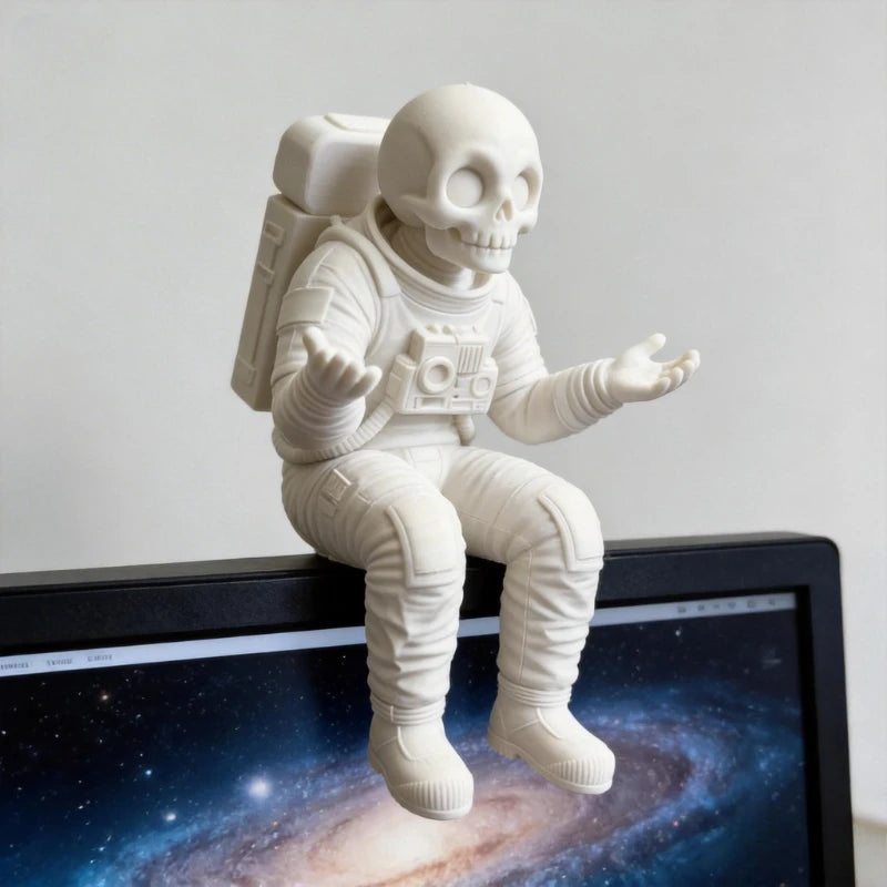 Astronaut Skeleton Figurine 3D Printed Confused Seated Spaceman Ornaments Creativity Home Table Decor Companion Home Decor Gifts Oasis Select