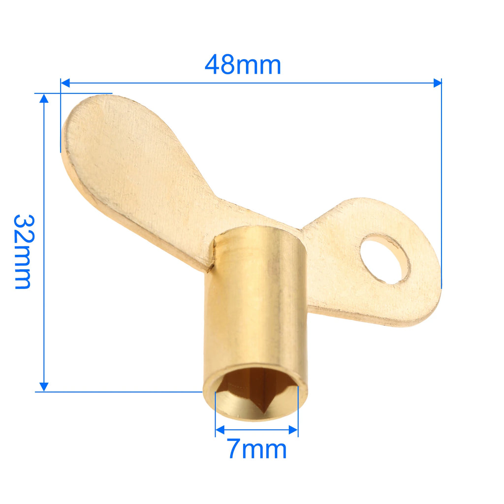 1Pc Brass Clock Type Faucet Key 7mm Square Spool Universal Water Tap Valve Switch Control Tool 32*48mm Oasis Select
