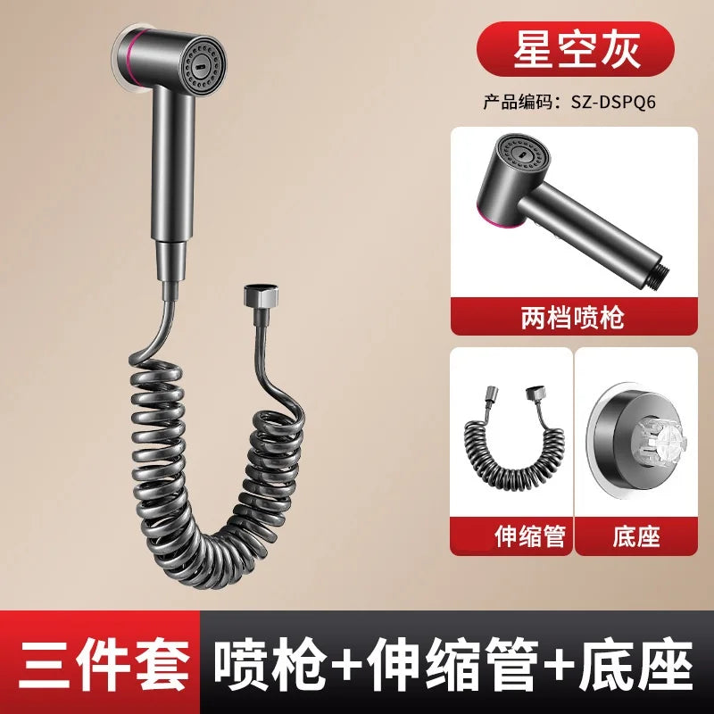 Hygienic shower toilet bidet sprayer shower head double outlet angle valve wall-mounted double outlet bidet toilet accessories Oasis Select Grey 3 in 1