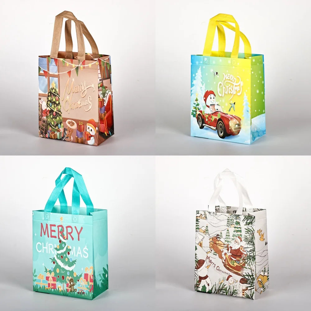 Christmas Non-Woven Gift Bags | Santa & Snowman Tote