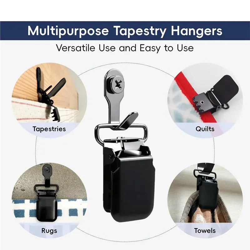 ~WISH Heavy Duty Tapestry Hangers Clamps(8 Pack), Anti-Slip Quilt Hangers For Wall Hangings, Rugs Carpets,Blankets Display Oasis Select