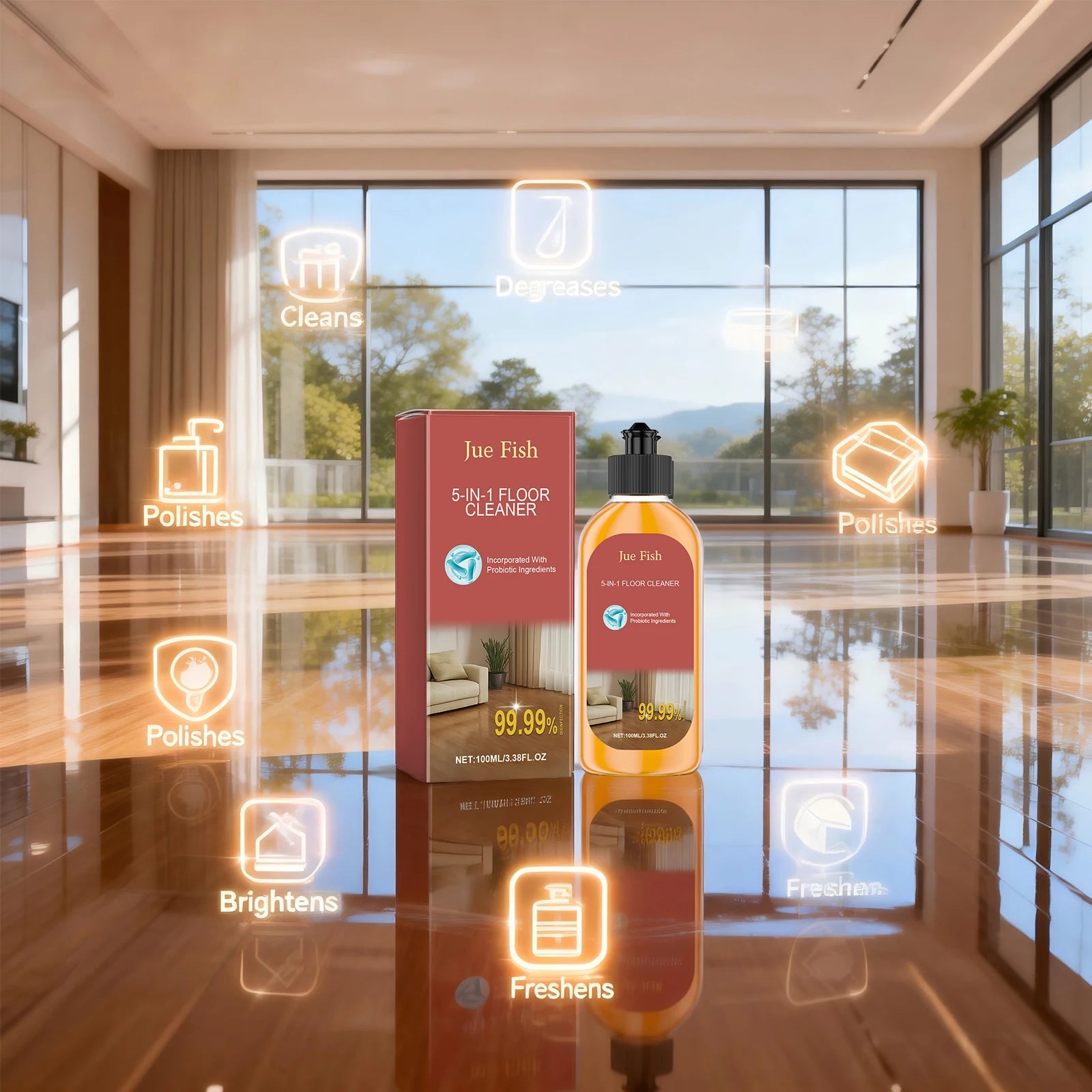 5 in 1 Floor Cleaner Clean the Floor Remove Stain Polishing Wooden Floor Fresh Scent Eliminating Stubborn Mark Household Cleaner Oasis Select
