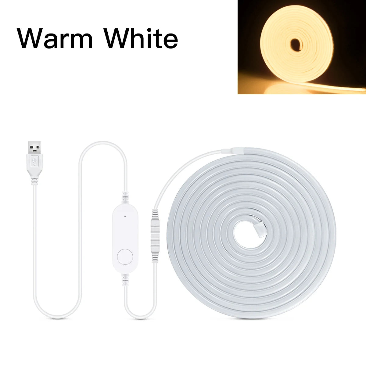 Tuya WiFi USB 5V Neon LED Strip Waterproof Dimmable Warm/White LED Strip Lights 1m/2m/3m for Alexa Google Home Assistant Oasis Select Warm White USB DC5V 3m