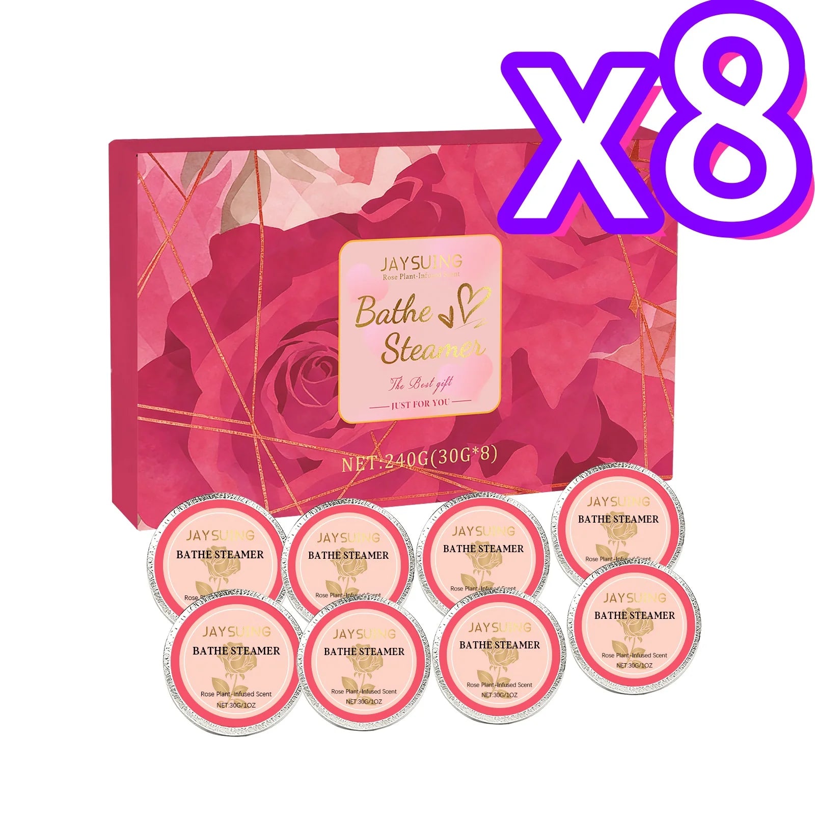 Jaysuing Rose Aromatherapy Shower Tablets – 8pc Gift Box Aromatherapy Shower Tablets Oasis Select 8pcs Boxed X 8PCS ROSE