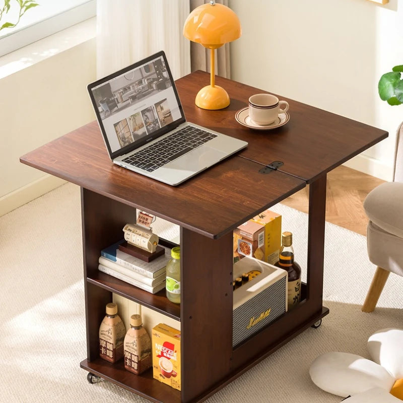 Movable coffee table small apartment folding living room household antique solid wood edge sofa side cabinet Oasis Select