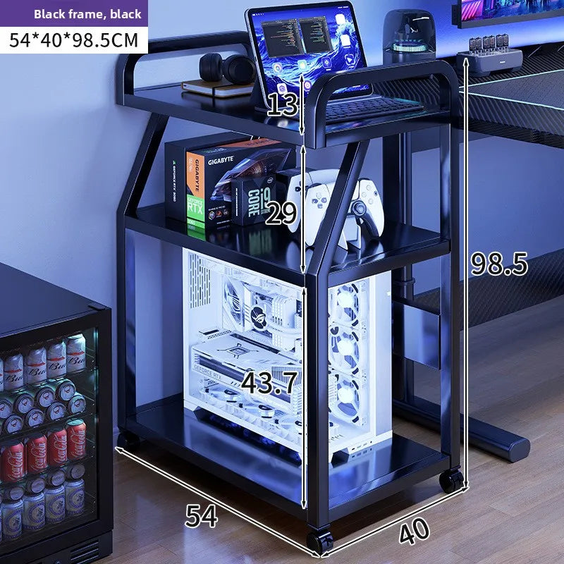 Computer host bracket simple multi-layer removable chassis storage rack minimalist wind table trolley Oasis Select 3 widened black