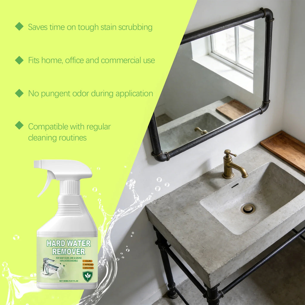Hard Water Remover Spray Quickly Dissolves Stubborn Limescale for Sinks Faucets Shower Doors and Tiles Restores Shine Home Care Oasis Select