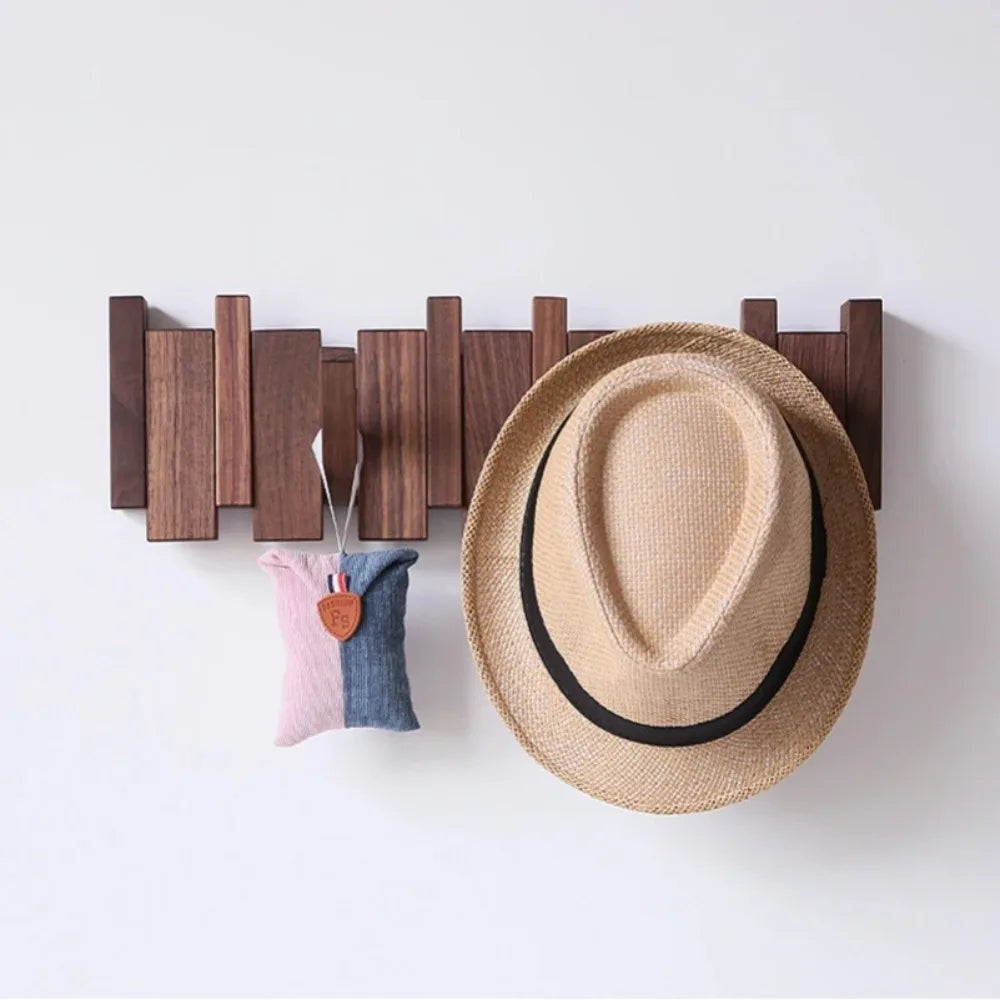 New Wall Mounted Wood Coat Racks with 8 Hooks Piano Key Shaped Entry Door Porch Hanging Hook Art Hats Organizer Keys Oasis Select