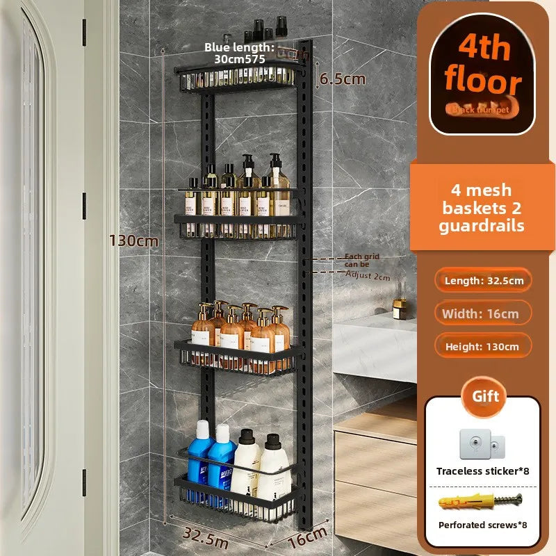 Multi-layer adjustable kitchen cabinet wall condiment seasoning rack No punching wall hanging storage shelf Oasis Select 4-1-Black-4-130 31