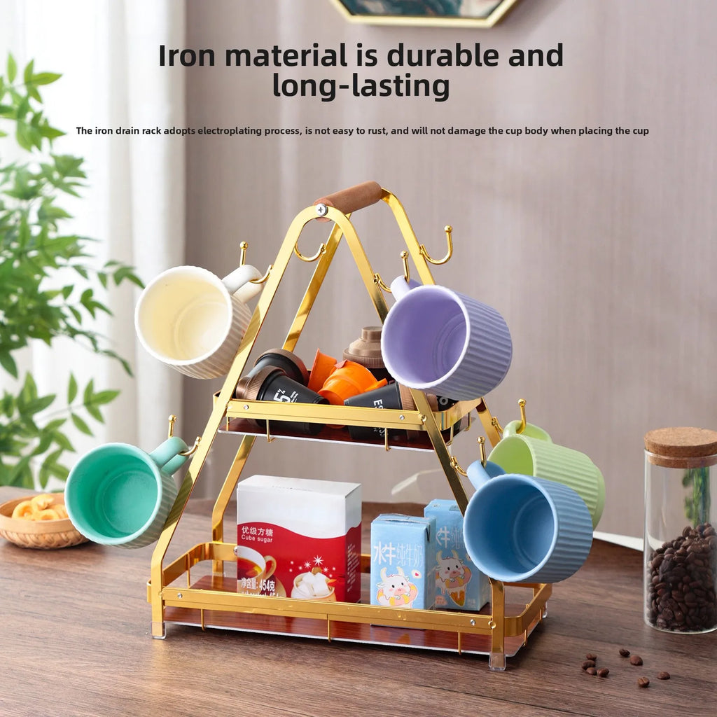 Mug hanger glass water cup rack kitchen living room desktop storage rack hook coffee cup holder Oasis Select