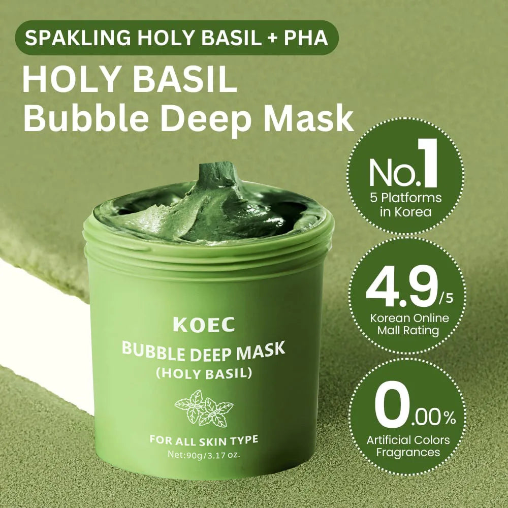 Holy Basil Bubble Clay Mask – Pore Cleansing & Oil Control