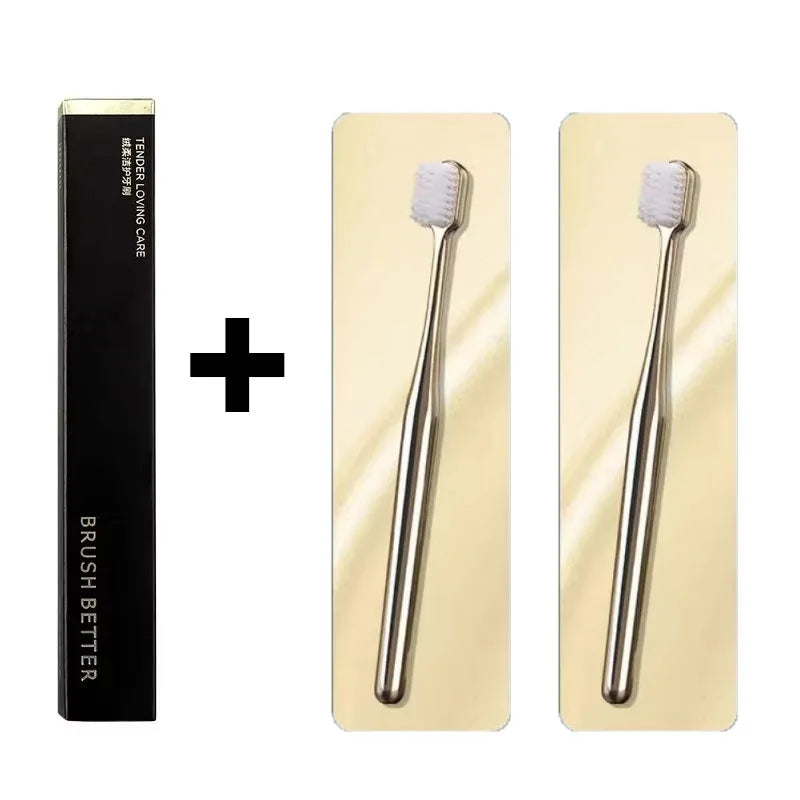 1/2/3/4pcs Advanced Luxury Adult Soft Bristle Manual Toothbrush Sensitive Gum Deep Cleaning Family Oral Care Travel Portable Oasis Select 2pcs Gold white