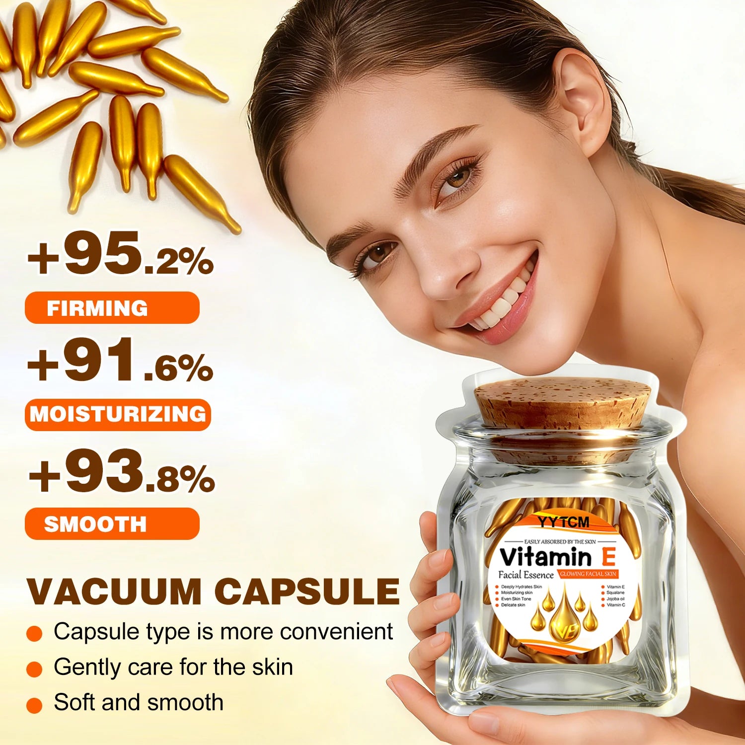 Vitamin E & Squalane Moisturizing Capsule Essence Serum Face Serum Capsules Oasis Select