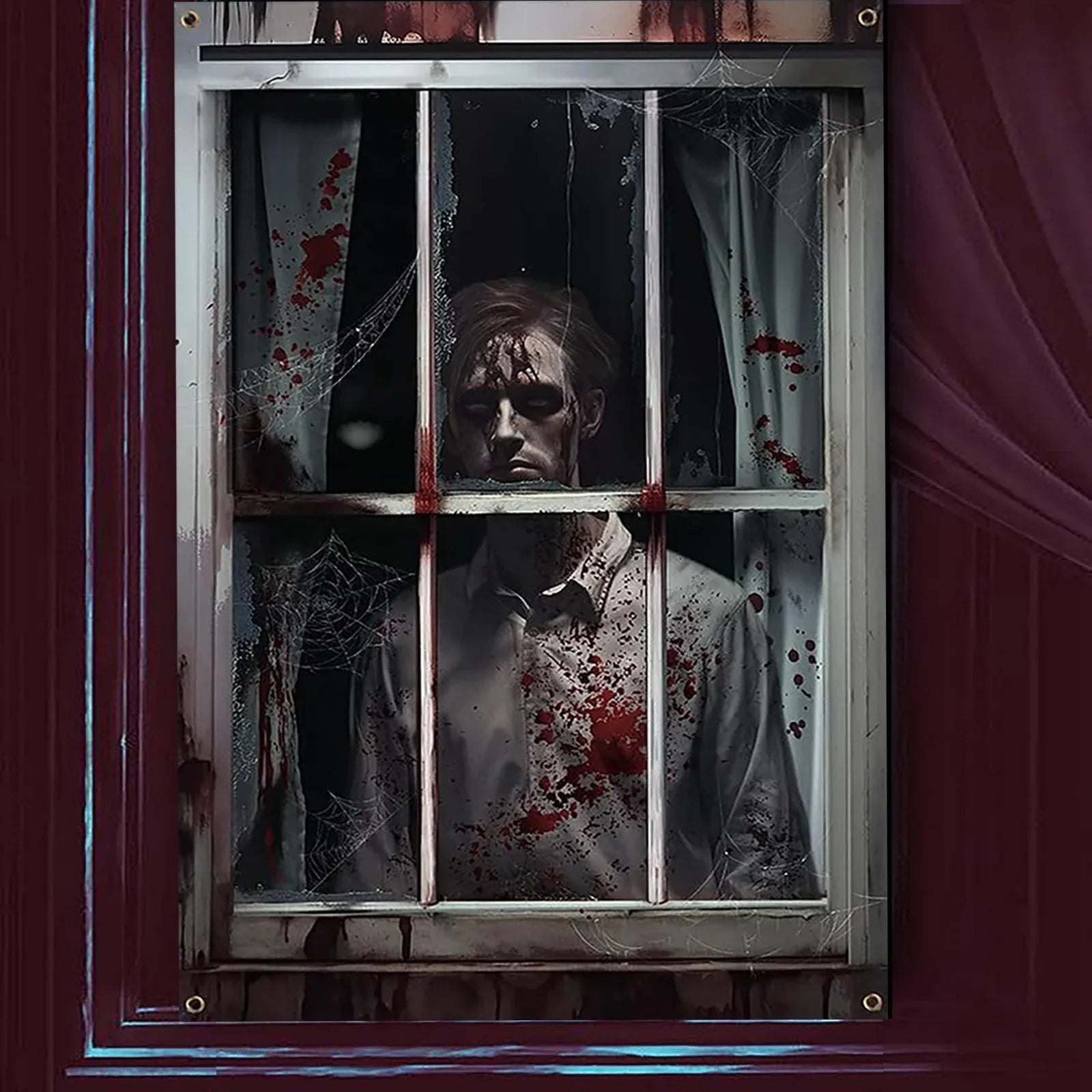 Halloween Window Silhouette Horror Poster – Blood Curtain Decor Halloween Window Decoration Oasis Select